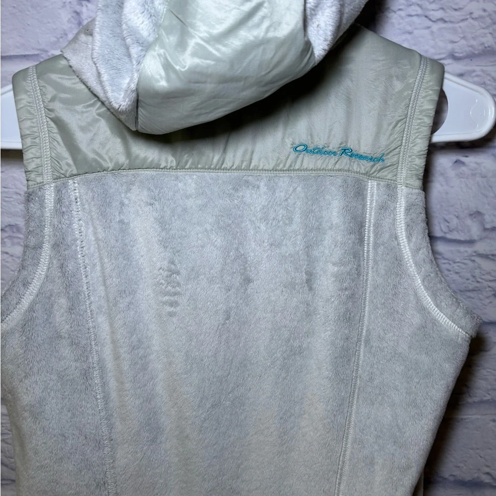 Outdoor Research Vest Womens Size SP Fleece Hooded Gray Blue Warm Winter